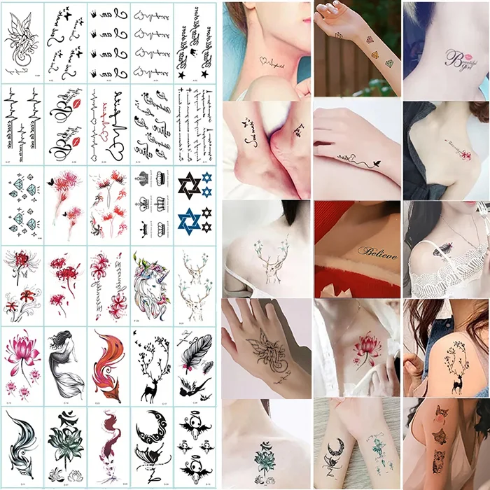 

Wholesale 30 Sheets Fashion Romantic Decorative Body Arm Semi Permanent Tattoo Stickers