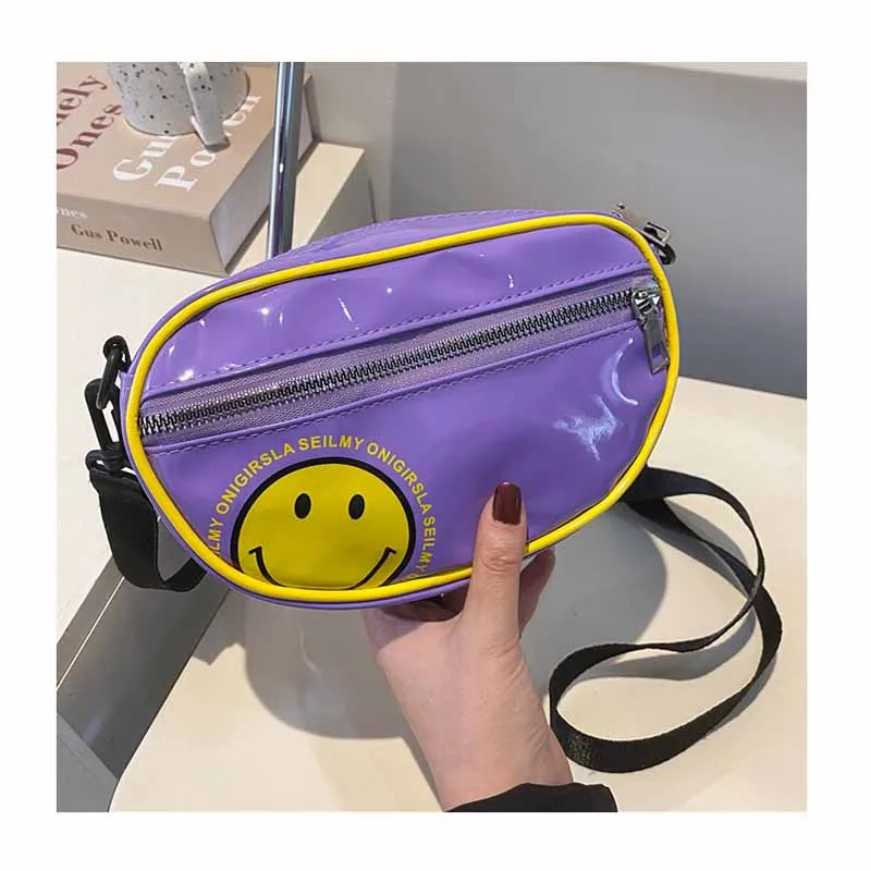 

Summer Candy Color Jelly Shoulder Bag Fashion Design PVC Sling Bag Women Young Girls Smile Printing Hip Hop Cute Crossbody Bag