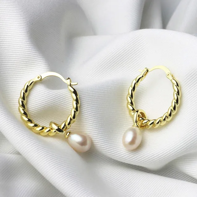 

For Valentine gift jewelry Detachable Asymmetric pearl hoop Earrings hoop Earrings SL-EC068