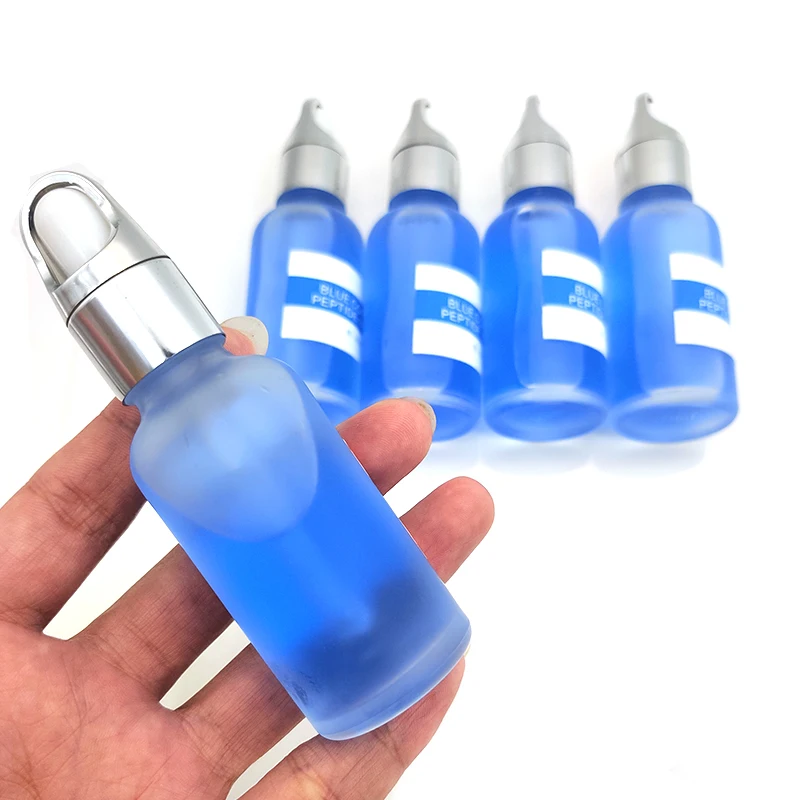 

High Quality Pure Copper peptide GHK-CU 49557-75-7 with Hyaluronic Acid Serum for Anti-aging, Blue