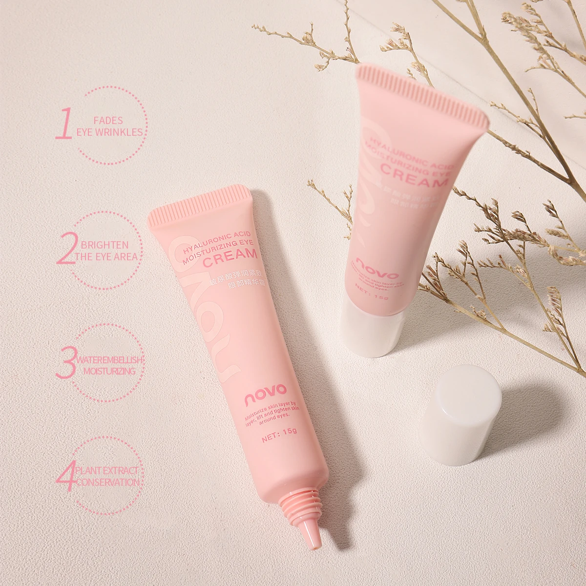 

NOVO hot selling anti wrinkle eye tightening cream moisture eyes care herbal eye repair cream