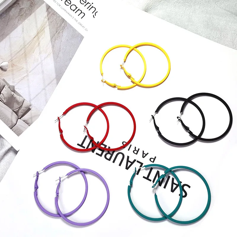 

2021 Trendy Korean candy thick hoop earrings jewelry fashion custom colorful hoop earrings for women
