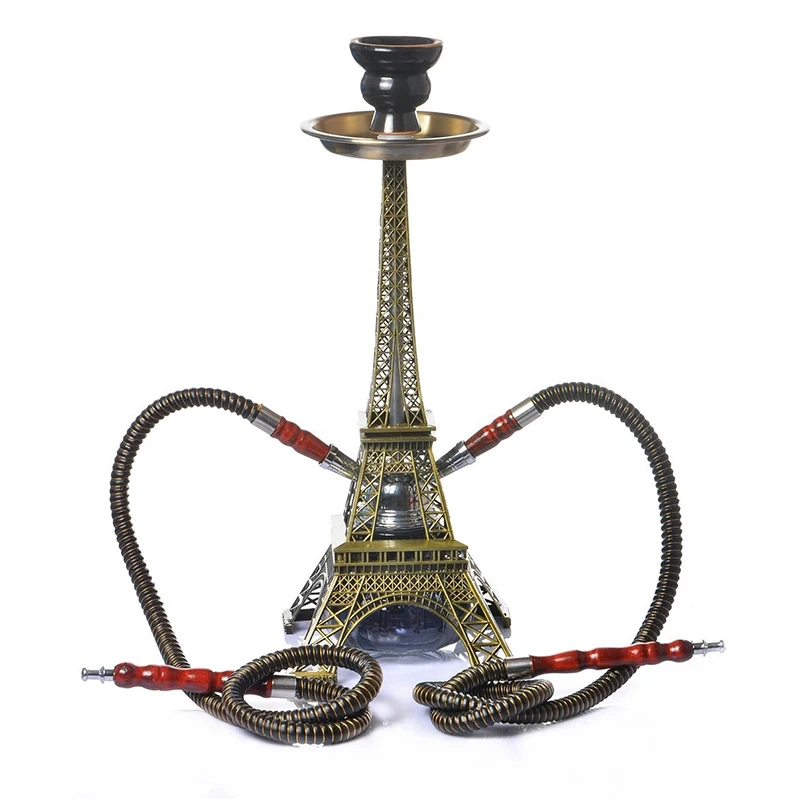 

2019 France Style Bronze Iron Color 2 Hose Eiffel Tower Shisha Hookah