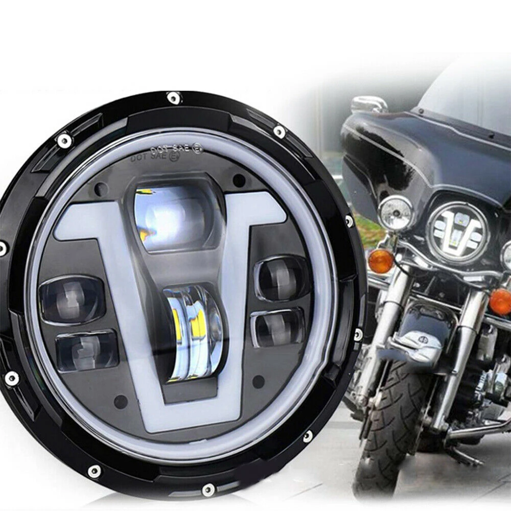 7 Inch Halo Daymaker Projector Automotive Lighting System Round LED Headlight Replacement For Harley Davidson Models