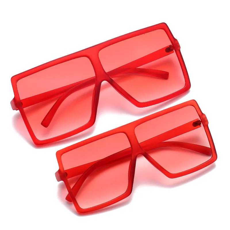 

Wholesale Kids Shades Girls Boys Anti-UV PC Oversized Family Sunglasses Big Square Frame Matching Red Mommy And Me Shades