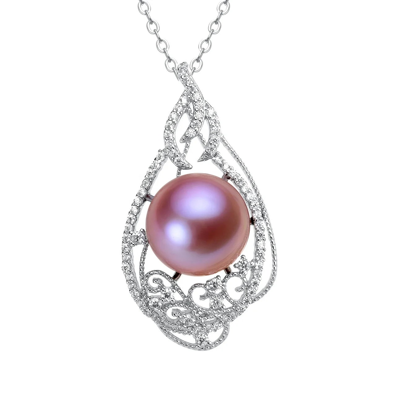 

Proper Price Guaranteed Quality 925 Sterling Silver Beaded Fresh 100% Natural round Purple Real Pearl Chainpendant Bow Necklace