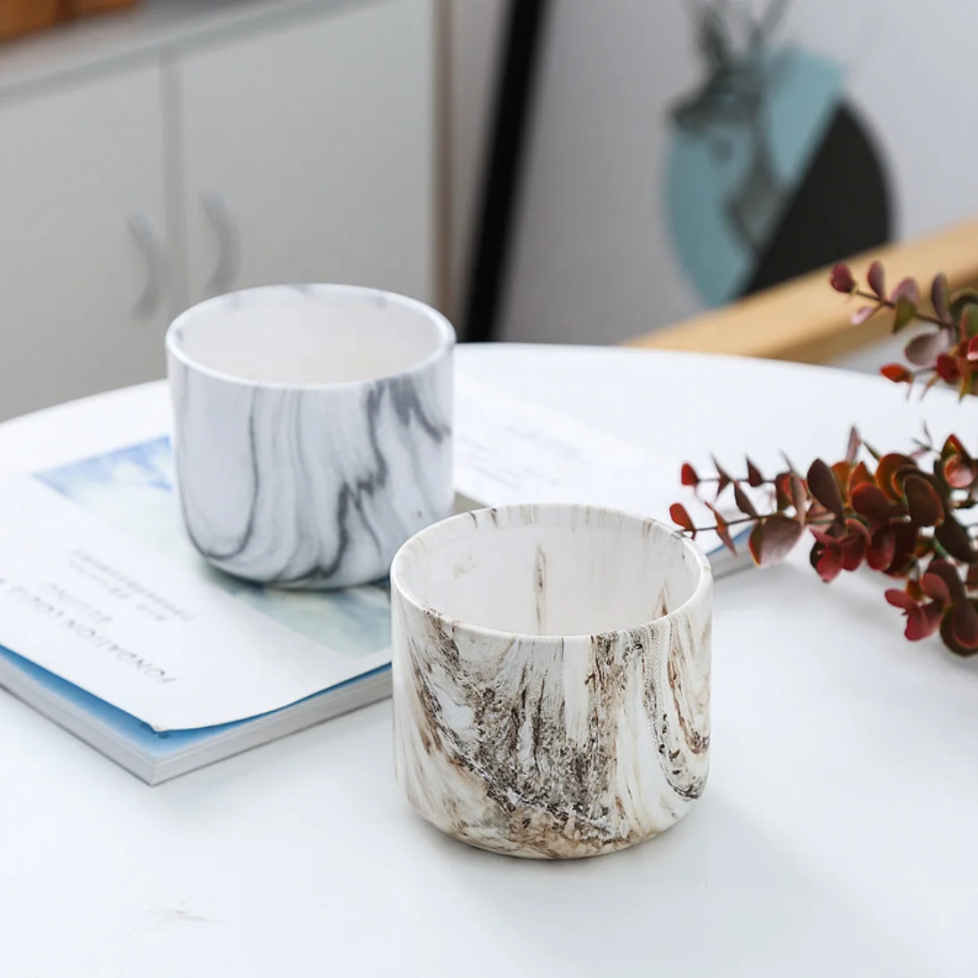 
Custom Empty Marble Ceramic Candle Jars 