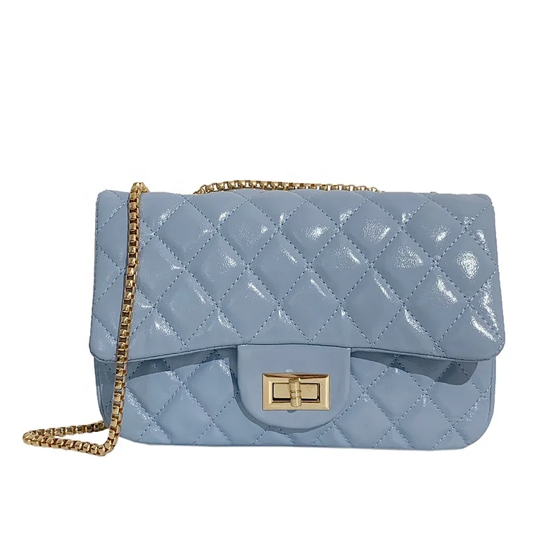 

2021 Thread Stitching Jelly PU Leather Bags for Ladies Crossbody Gold Chain Shoulder Handbags Women Small Beauty Bag