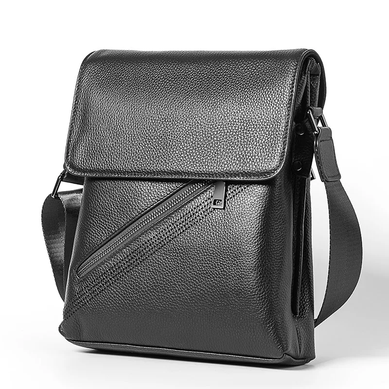 

Wholesale Custom Men Messenger Genuine Leather Crossbody Shoulder Bags Briefcase For Male, Black, coffee