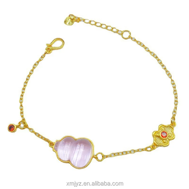 

Vietnam Sand Gold Gourd Bracelet Brass Gilded Chalcedony Blessing Gourd Pendant Ladies Fashion Accessories Wholesale