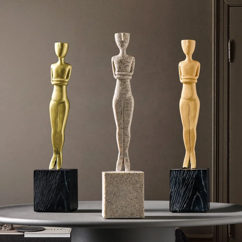 

High quality luxury body resin ornament Oscar for home decor, White/gold