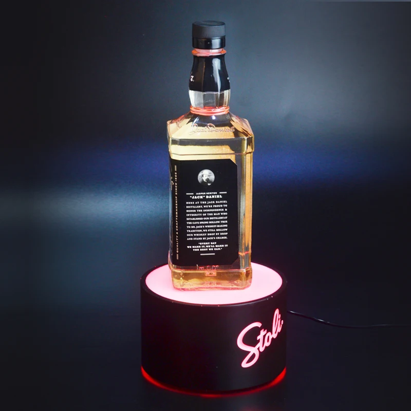 Factory Custom Manufacturer Red LED Illuminated Acrylic Wine Bottle Glorifier Light Base