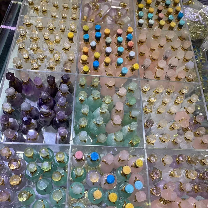 
New Design Healing Quartz Crystal Perfume Bottles Pendant For Necklace 