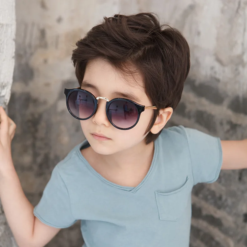 

SHINELOT F054 Fashion Round Boys Girls Shades Wholesale Brand Children Vintage Eyeglasses 100%UV400 Baby Kids Sunglasses