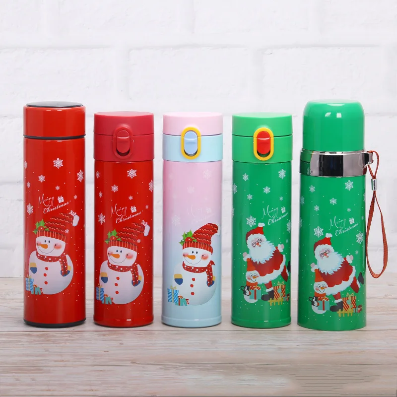 

Christmas gift cute cartoon bpa free stainless steel water bottles for children souvenir gift, Red, black, white etc