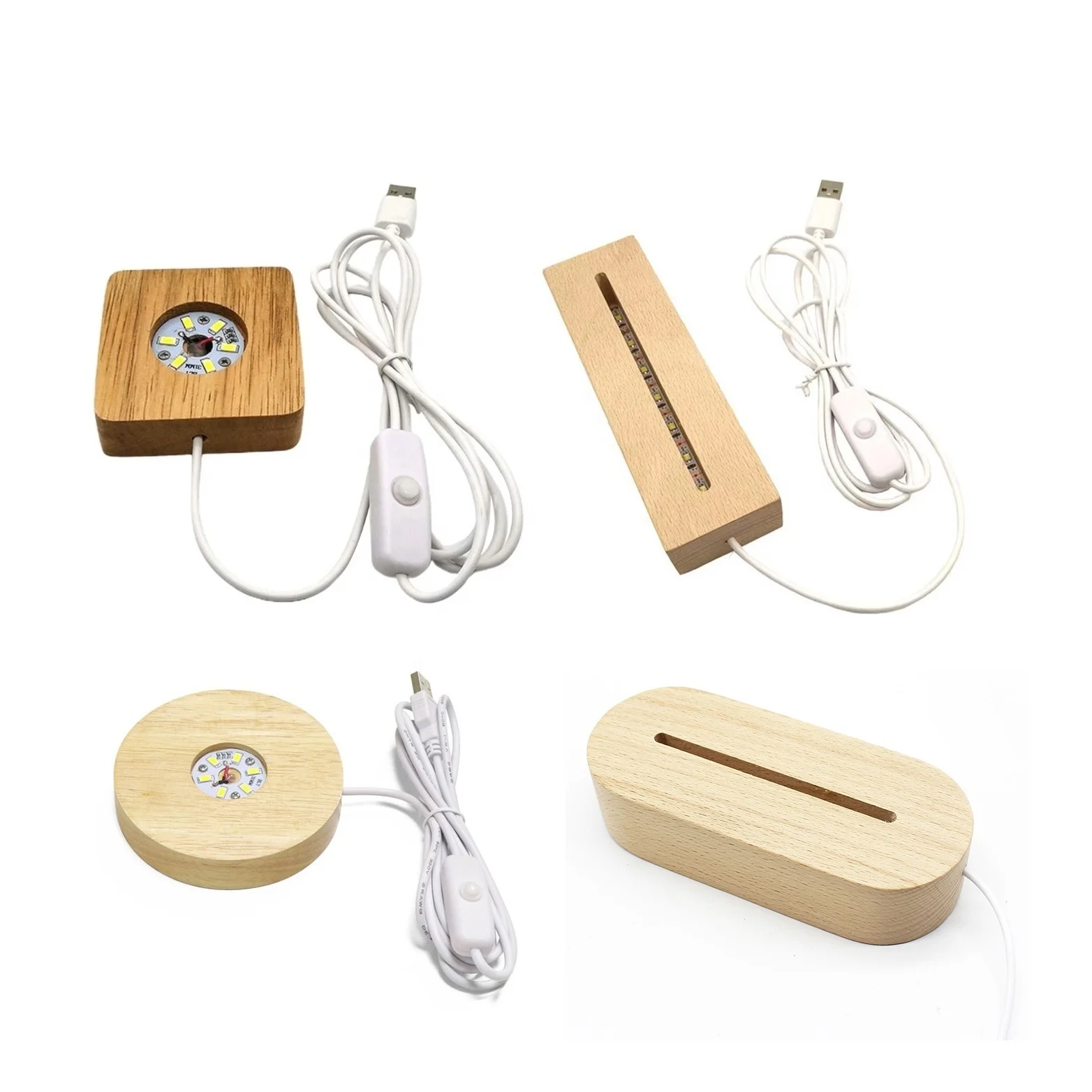 

Round Square Oval Rectangle Wood LED light desk lamp for resin Acrylic artwork home decoration