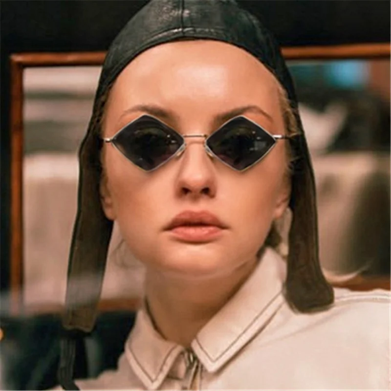 

Vintage Rhombus Metal Irregular Sunglasses, 12 colors