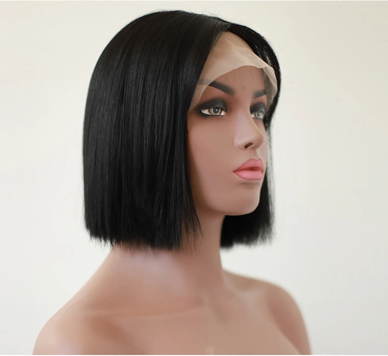 

Private Label Hot Sale Straight Bob Black Wigs For Black Women Lace Front Wig Hair Extensions Synthetic Hair