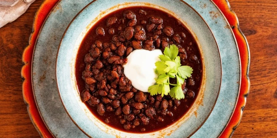 Chef stirring a large pot of mole