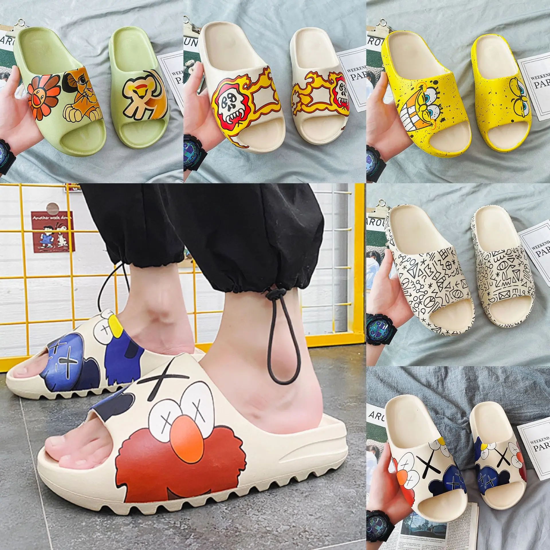 

Summer new style youth flat slip on comfort men shoes sneakers sandals, Colorful