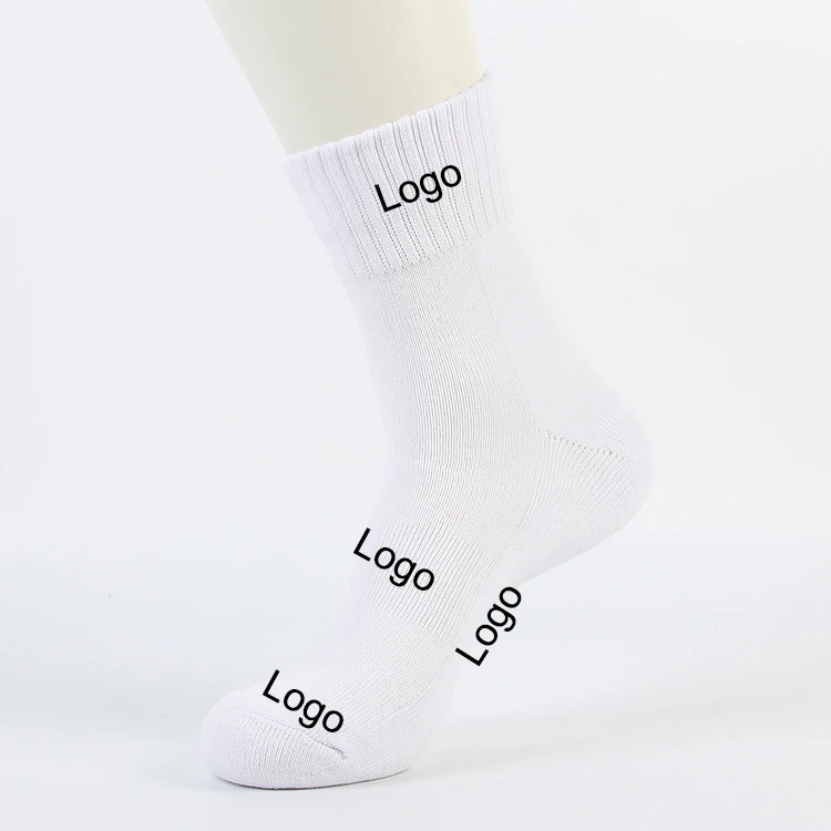 

OEM Custom Logo Cotton Socks Black White Gray Mens Crew Sport Socks with Half terry