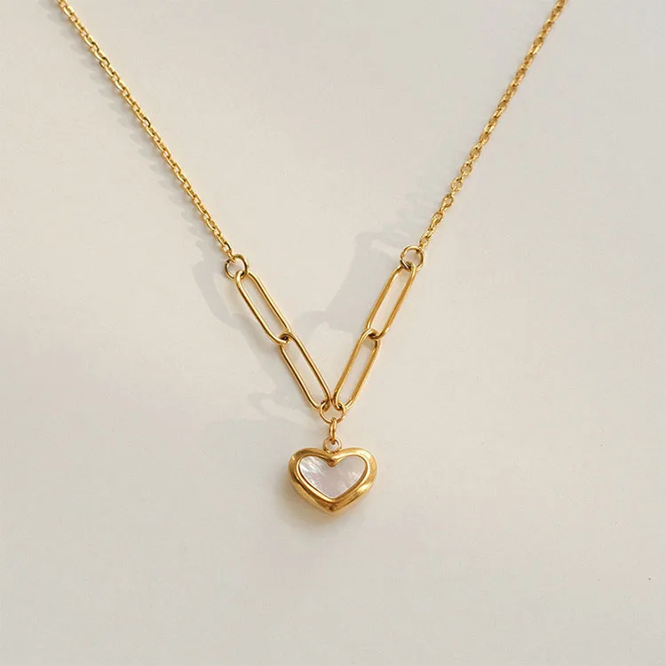 

G2217 Wholesale Collar De Acero Inoxidable Dainty 18K Gold Plated Titanium Steel Clavicle Chain Heart Fashion Jewelry Necklaces