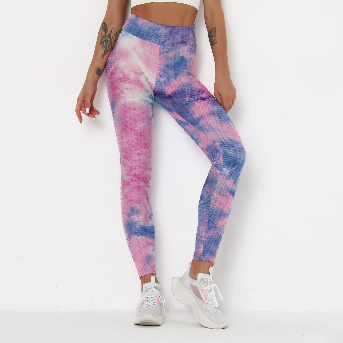 2020 New Fashion Tie Dye Leggings Women Slim Fitness High Waist Elastic Workout Leggings For Gym 5929