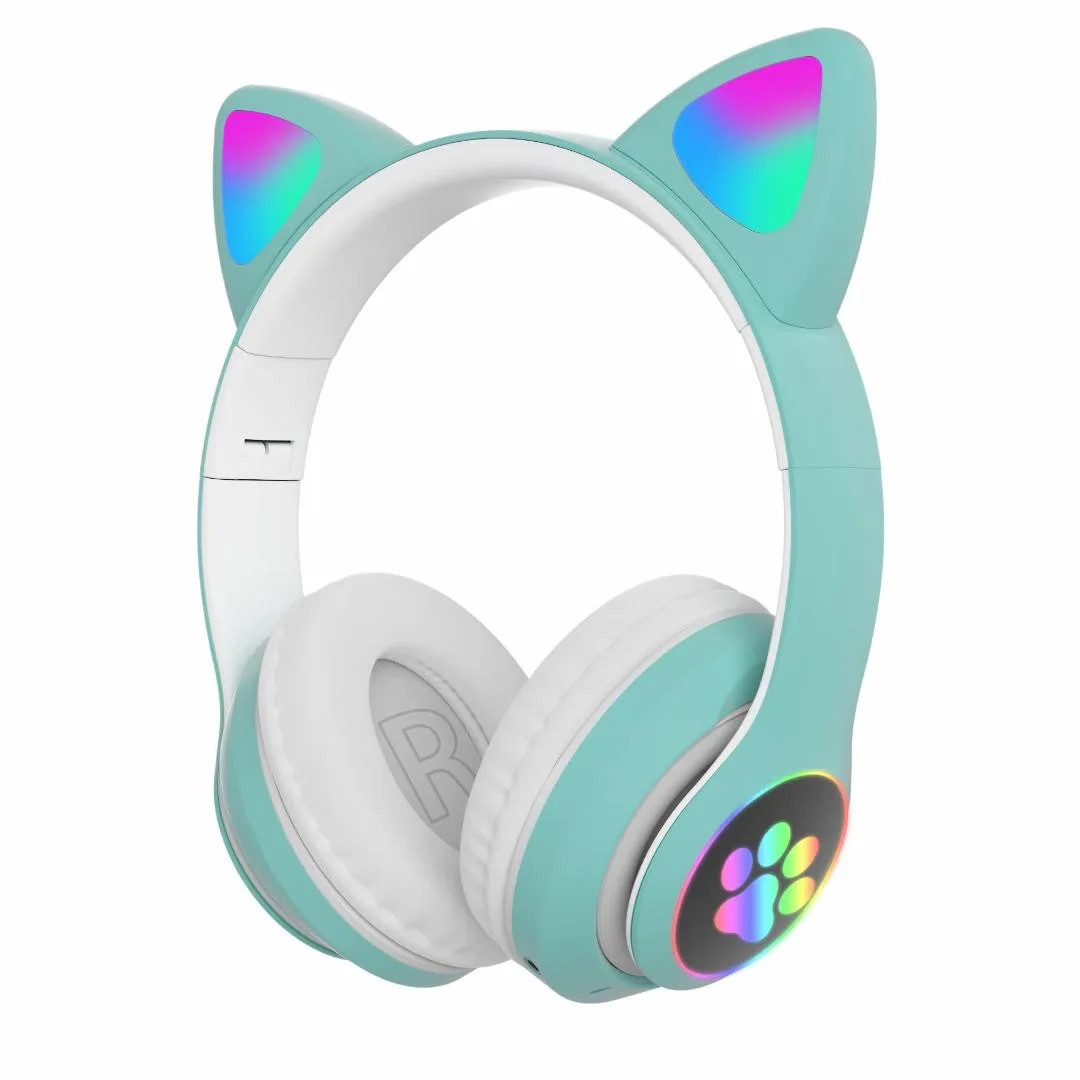 

Cute cat ear headset bt5.0 girl with microphone for Christmas gifts lightweight foldable with cord wholesale