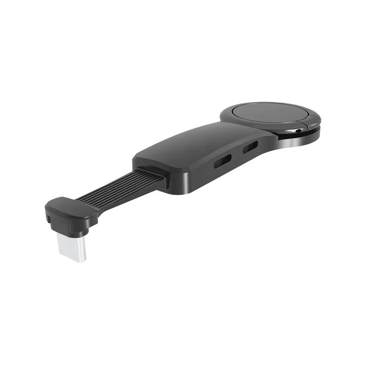 

Portable dual usb ports to 3.5mm and 8pin audio adapter with stable ring buckle, Black