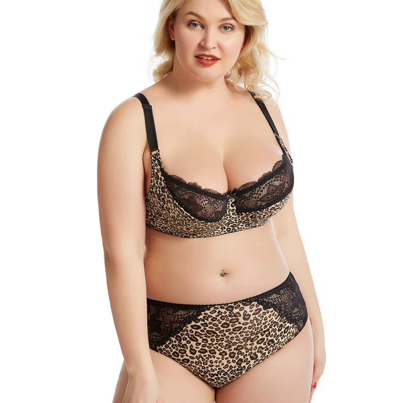 

Sinyoo New Lace Bra And Underwear Set D E F G Cup Pus Size Bra Set Leopard Print Sexy Thin Bra Panty Set Sexy