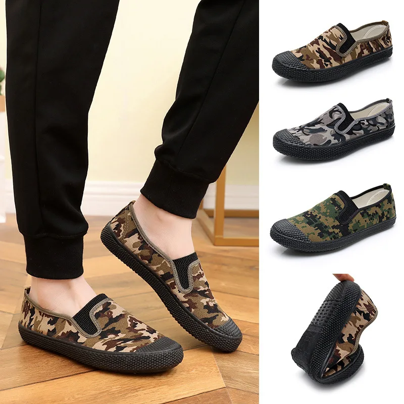 

Free Shipping Camouflage Canvas Army Training Shoes Mens Outdoor Hiking Sports Shoes Non-slip Wear Resisting Rubber Labor Shoe