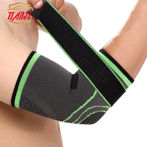

Fashion Sports Essential Comfortable Elasticity Elbow Pad Compression Support Sleeve Brace For Tennis, Black-green