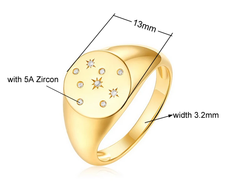 Horoscope Custom Rings Gold Plating Solid Silver Jewelry