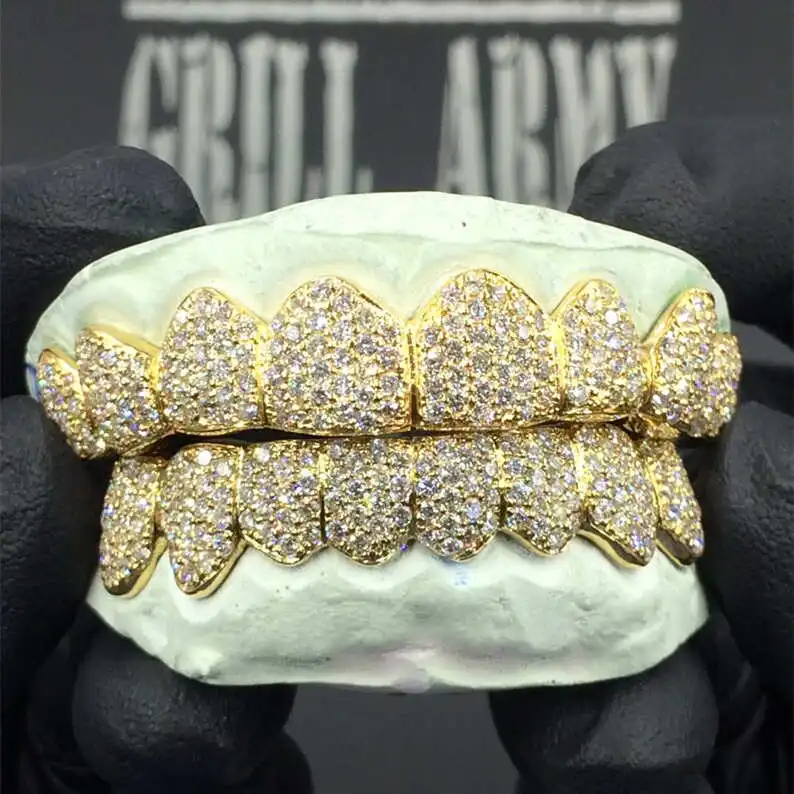 

18k gold teeth grillz Moissanite diamond teeth grillz