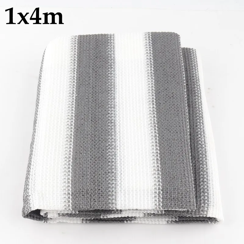 

1x4m (3.3ftx13.12ft) 80% Shading Grey White Stripe HDPE Garages Canopy Net Balcony Wind Protection Net Gazebo Sunshade Net