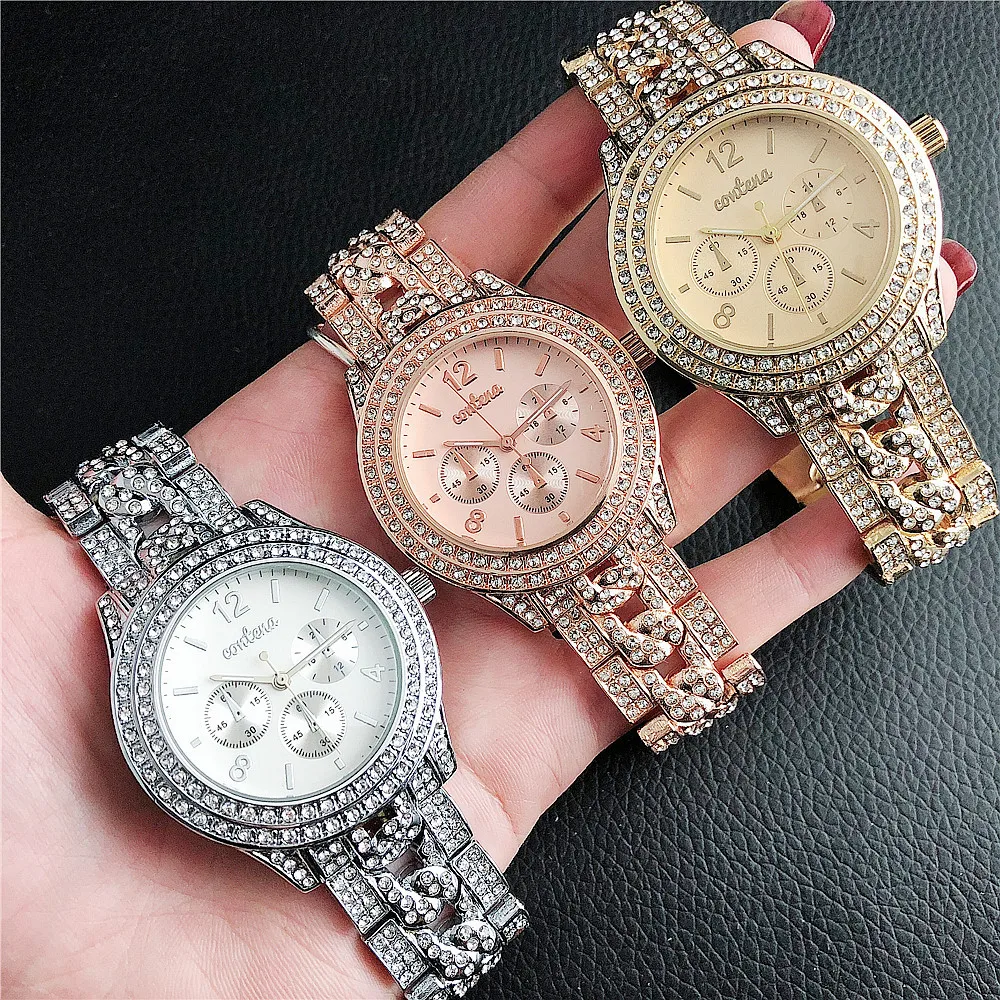 

Amazon hotsale girls simple fashion silver color custom alloy quartz elegant diamond factory watches wholesale, As pic