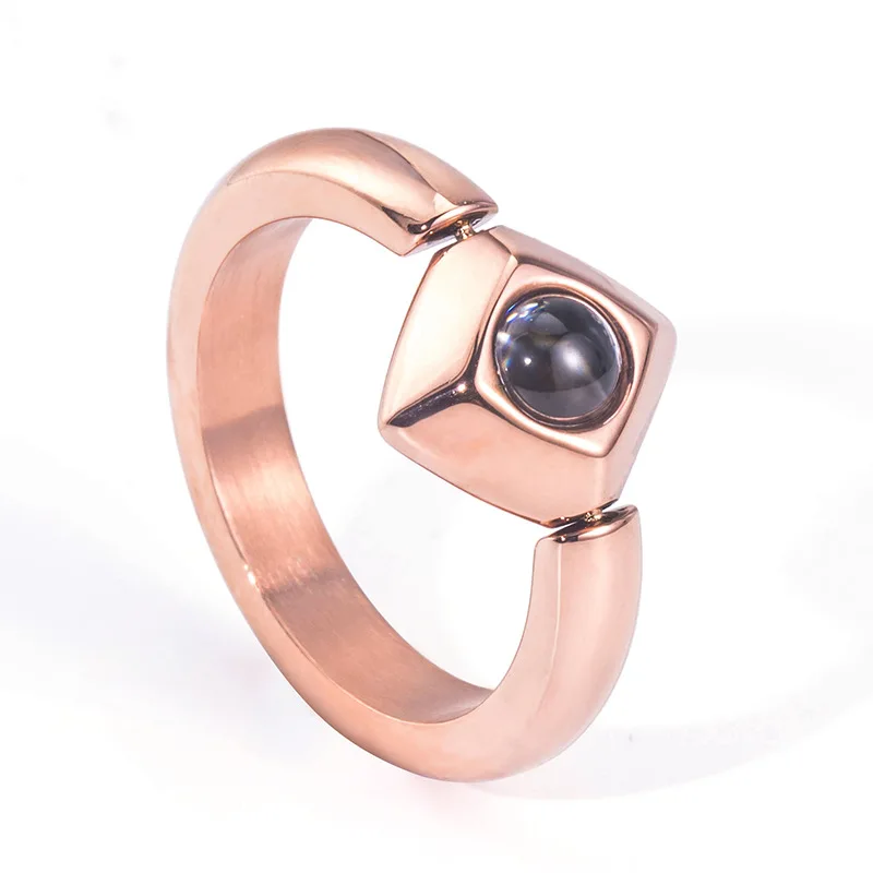 2019 Rings Jewelry I Love You In 100 Languages Titanium Steel Men Ring Support Customize Lettering Rotatable Wholesale Valentine
