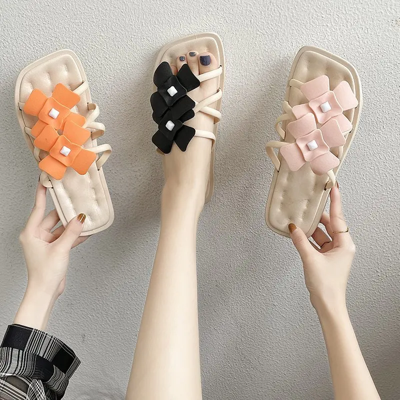 

Wholesale Women Slippers Leather Soft Sole Flats Beach Slippers Slides Women Shoes