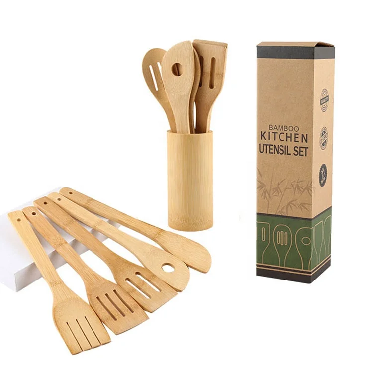 

Great Kitchen Gifts Cooking Utensils 6 Piece Organic Bamboo Spatulas Set