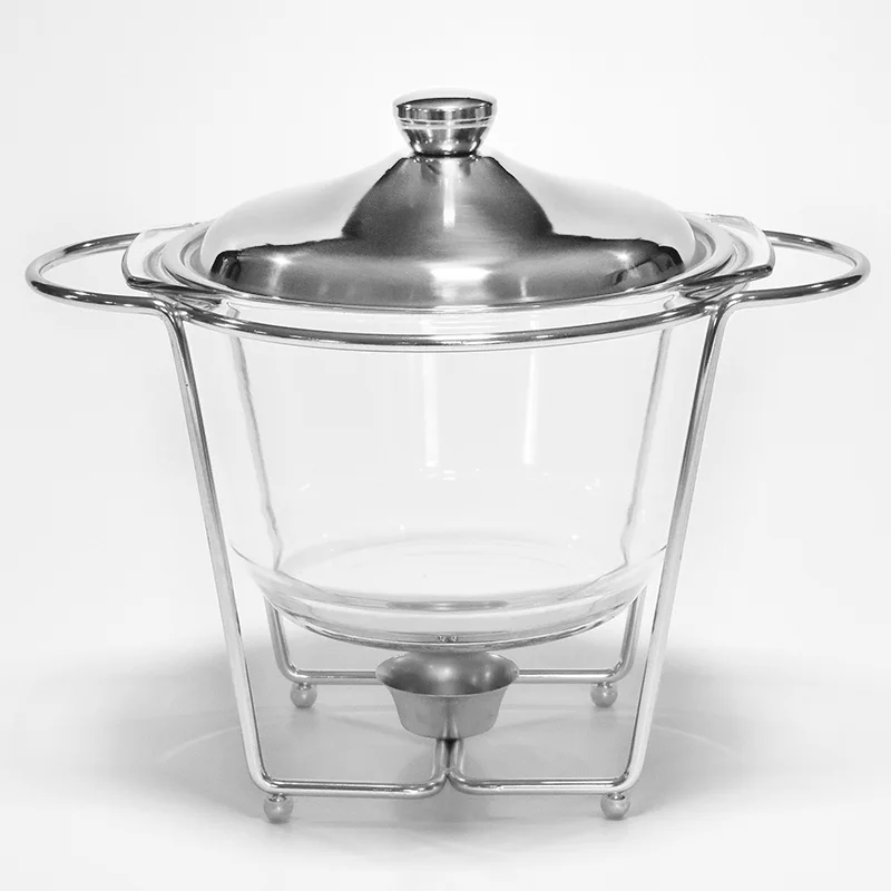 

Hotel buffet serving dish luxury 4L silvery/gold hot food warmer chafing dish with stainless steel lid