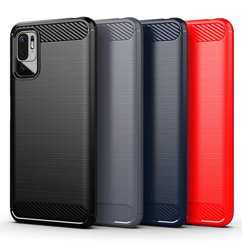 

New Carbon fiber Mobile case Xiaomi Silicone Phone cover For Poco M3 pro