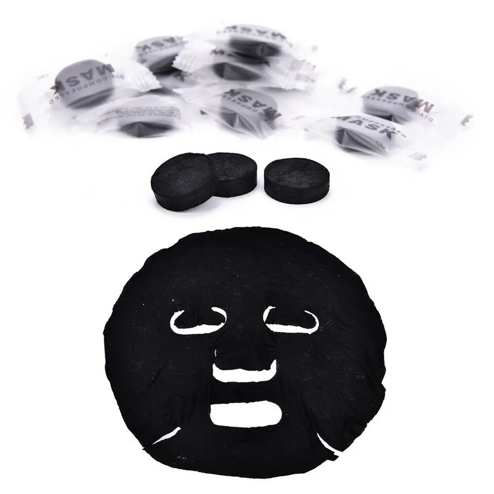 

DIY 100% Biodegradable bamboo charcoal Viscose compressedmask, Black