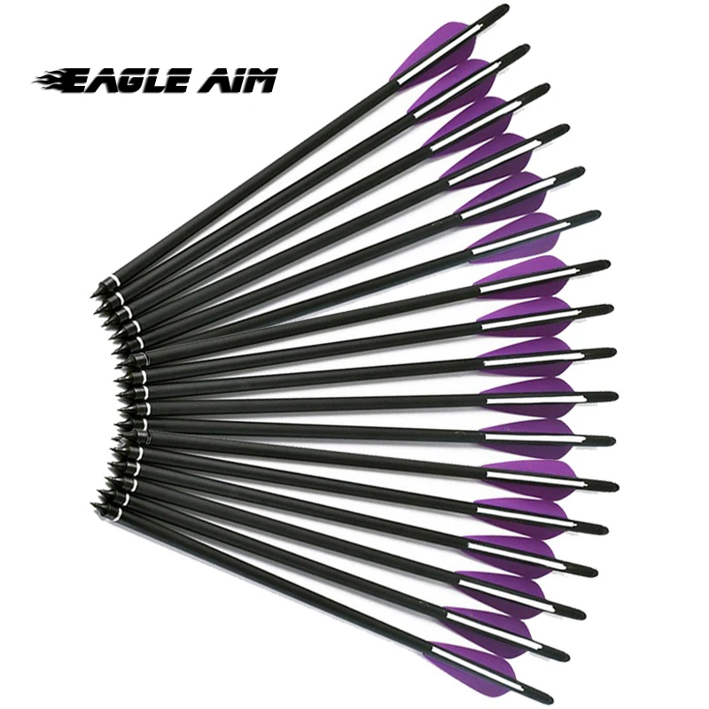 

12Pcs Hunting 16/17/18/20/22Inch Carbon Shaft Arrows Crossbow Bolts Arrowhead Tip Nock Archery