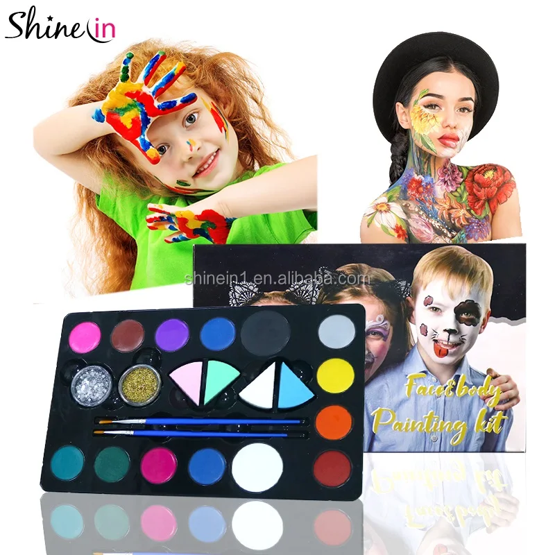 

Amazon Hot Selling Body Art Painting Water Based Halloween Body Paint Palette Non-Toxic Costume Makeup Face Painting Kit for Kid