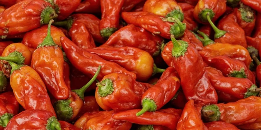 Mexican chef roasting fresh chili peppers on a comal