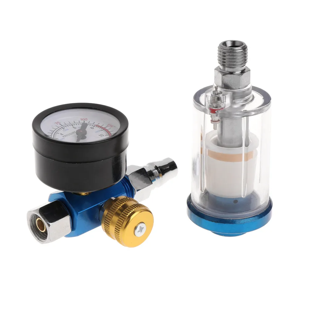 

1PC Flexible Adjustment And Light Weight Spray Paint Gun Air Regulator Gauge & In-line Air Oil Water Separator Filter Kit
