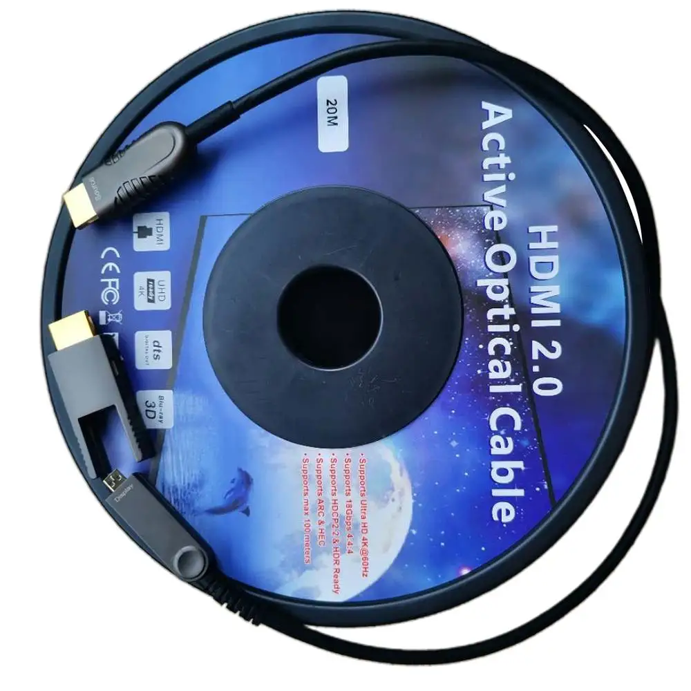 

High Speed Optical Fiber Cable 25M Cable Support 3D 4K Audio Video Cables 18Gbps Transfer Speed With 1 PC Convertor