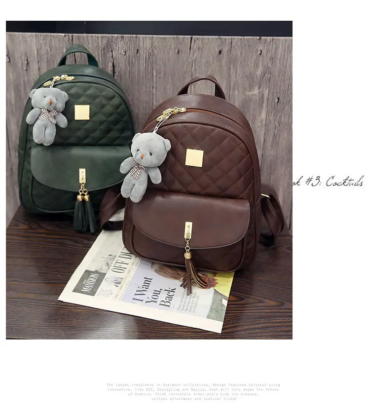 

Fashion Women Tote Ladies School Style Soft Leather Handbag Purse PU Leather Traveling Backpack For Women, Accept customized