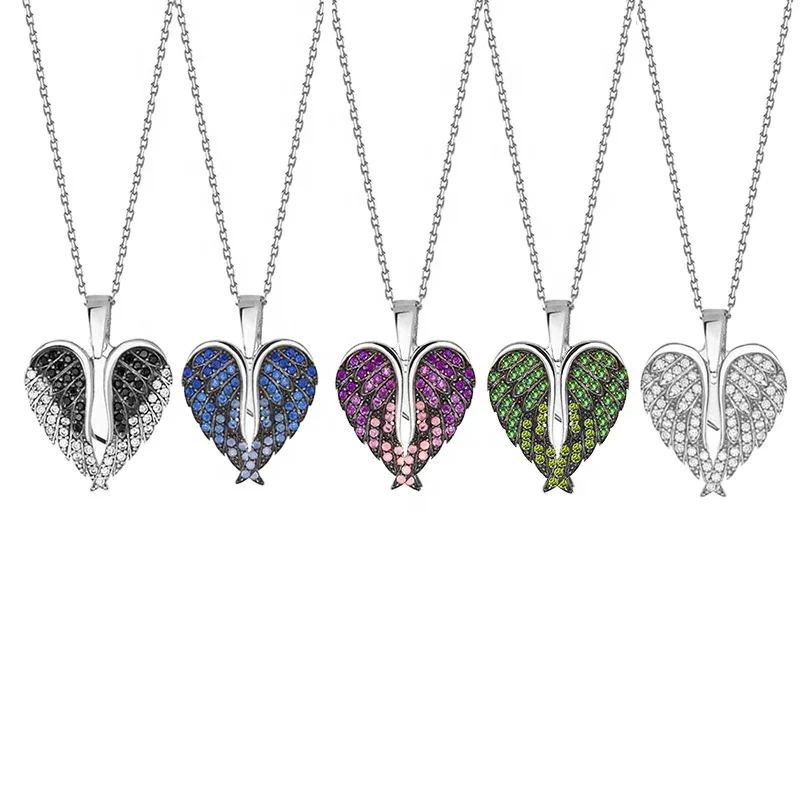 

new hot sale stainless steel necklace Fashion women jewelry wholesale heart angel wing necklace
