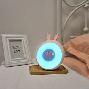 Image of Bedside sunrise wake up light led table digital alarm clock for kids